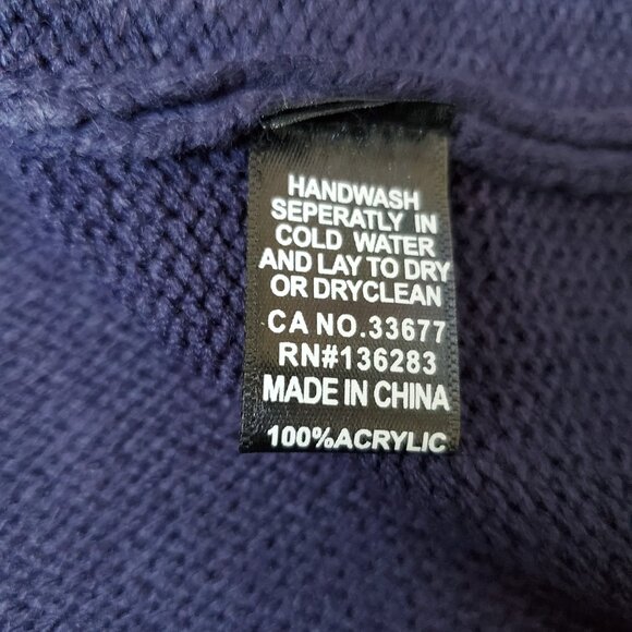 Unique Dark Blue / Nay Floral Embroidered Sweater One Size - Picture 8 of 8